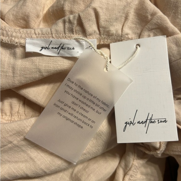 *NWT* Girl And The Sun Bask Frill Sleeveless Beige Mini Dress, Size Small - Picture 11 of 13